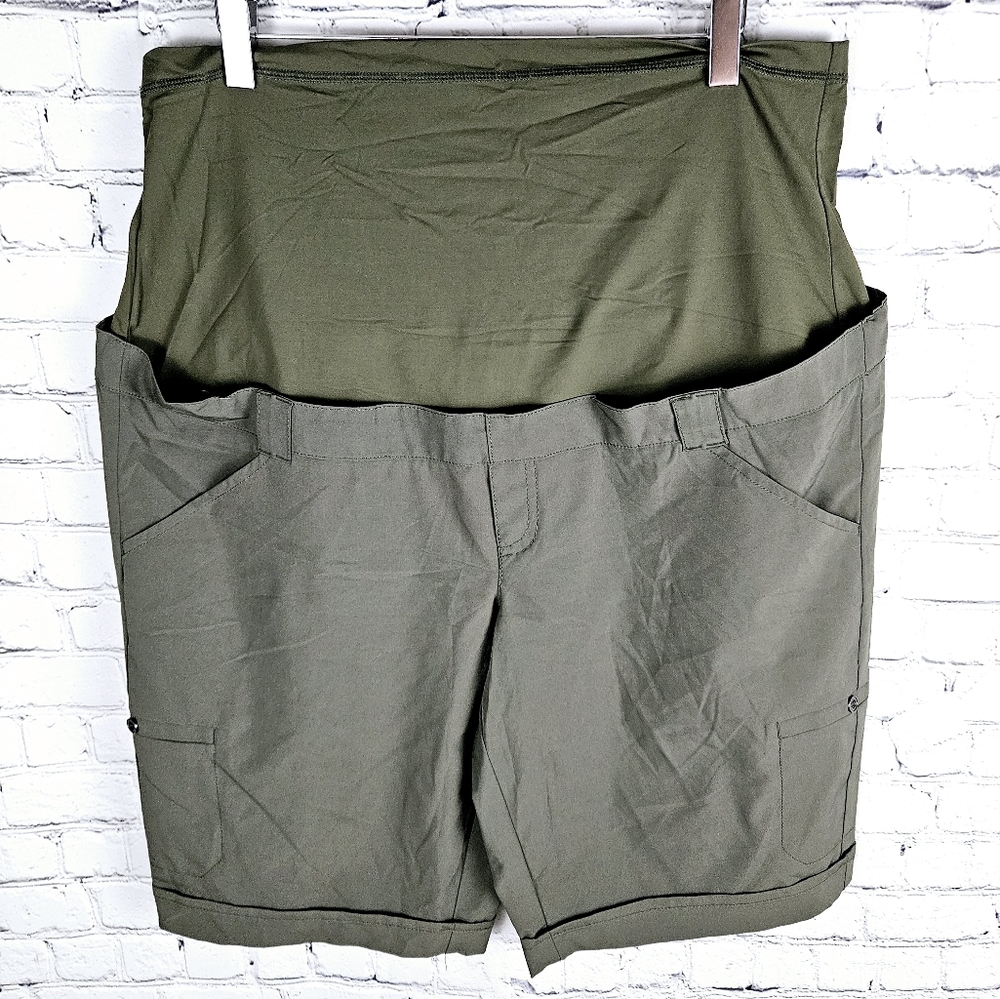 Thyme Maternity Olive Cargo Maternity Shorts